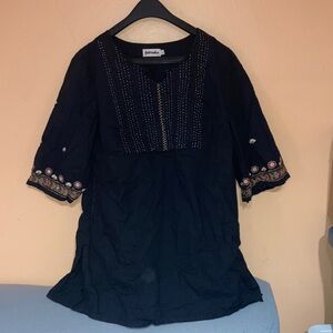 Fabindia Navy Embroidered Tunic